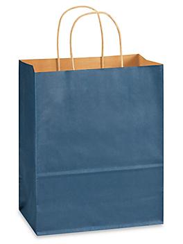 Kraft Tinted Color Shopping Bags - 8 x 4 1/2 x 10 1/4", Cub, Navy S-8591NB