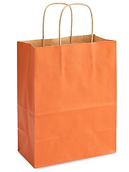 Kraft Tinted Color Shopping Bags - 8 x 4 1/2 x 10 1/4", Cub, Orange S-8591O