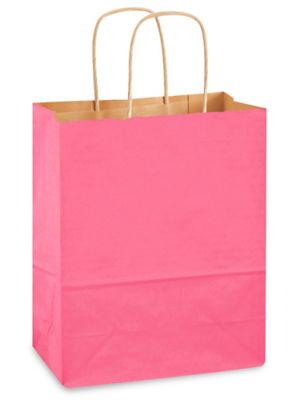 Bolsas Kraft de Colores para Compras - 8 x 4 1/2 x 10 1/4, Cub, Rosas  S-8591PINK - Uline