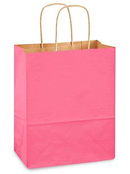 Kraft Tinted Color Shopping Bags - 8 x 4 1/2 x 10 1/4", Cub, Pink S-8591PINK