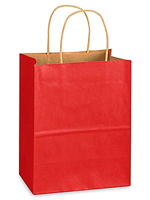 Kraft Tinted Color Shopping Bags - 8 x 4 1/2 x 10 1/4, Cub, Burgundy  S-8591BU - Uline