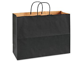 Kraft Tinted Color Shopping Bags - 16 x 6 x 12", Vogue, Black S-8592BL