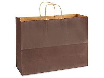 Kraft Tinted Color Shopping Bags - 16 x 6 x 12", Vogue, Chocolate S-8592CHOC