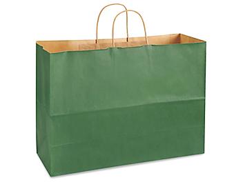 Kraft Tinted Color Shopping Bags - 16 x 6 x 12", Vogue, Green S-8592G
