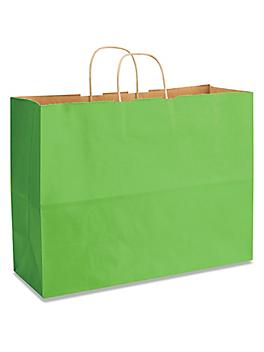Kraft Tinted Color Shopping Bags - 16 x 6 x 12", Vogue, Lime S-8592LIME