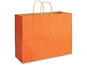 Kraft Tinted Color Shopping Bags - 16 x 6 x 12", Vogue, Orange S-8592O