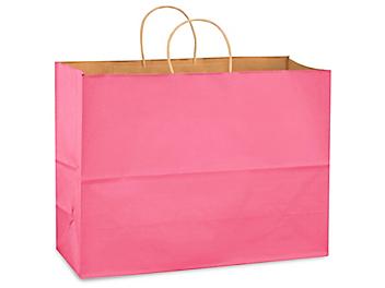 Kraft Tinted Color Shopping Bags - 16 x 6 x 12", Vogue, Pink S-8592PINK