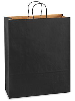 Kraft Tinted Color Shopping Bags - 16 x 6 x 19 1/4", Queen, Black S-8593BL