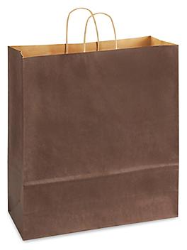 Kraft Tinted Color Shopping Bags - 16 x 6 x 19 1/4", Queen, Chocolate S-8593CHOC