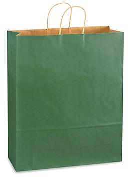 Kraft Tinted Color Shopping Bags - 16 x 6 x 19 1/4", Queen, Green S-8593G