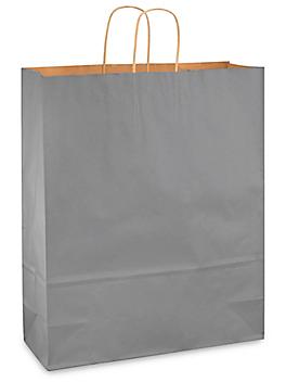 Kraft Tinted Color Shopping Bags - 16 x 6 x 19 1/4", Queen, Gray S-8593GR