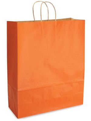 Kraft Tinted Color Shopping Bags - 16 x 6 x 19 1/4", Queen, Orange S-8593O