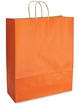 Kraft Tinted Color Shopping Bags - 16 x 6 x 19 1/4", Queen, Orange S-8593O