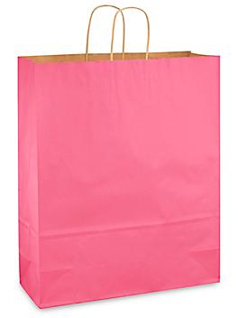 Kraft Tinted Color Shopping Bags - 16 x 6 x 19 1/4", Queen, Pink S-8593PINK