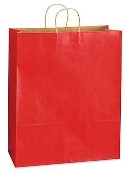 Kraft Tinted Color Shopping Bags - 16 x 6 x 19 1/4", Queen, Red S-8593R
