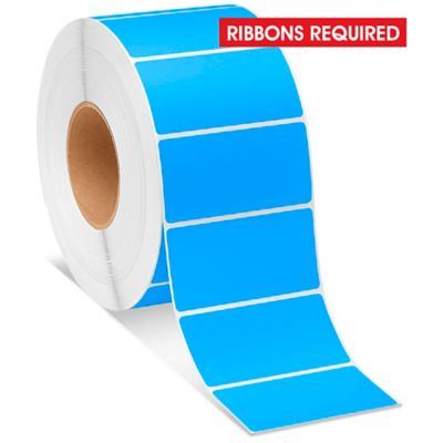 Industrial Thermal Transfer Labels - Fluorescent Blue, 4 x 2