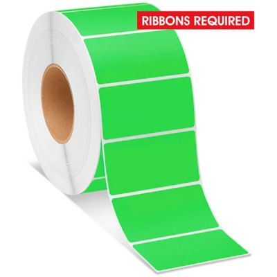 Industrial Thermal Transfer Labels - Fluorescent Green, 4 x 2