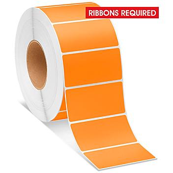 Industrial Thermal Transfer Labels - Fluorescent Orange, 4 x 2", Ribbons Required S-8597O