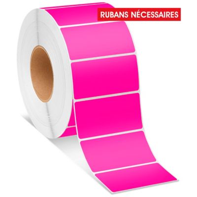Industrial Thermal Transfer Labels - Fluorescent Pink, 4 x 2", Ribbons Required S-8597P