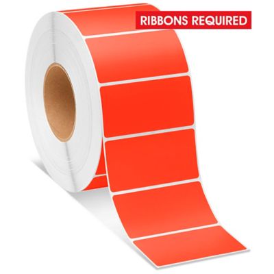 Industrial Thermal Transfer Labels - Fluorescent Red, 4 x 2