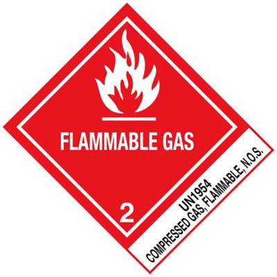 D.O.T. Labels "Flammable Gas Compressed Gas UN 1954", 4 x 4 3/4" S