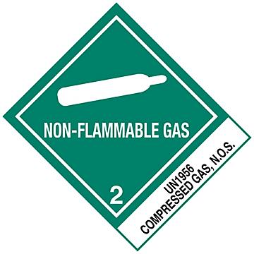 D.O.T. Labels - "Non-Flammable Gas Compressed Gas, N.O.S. UN 1956", 4 x 4 3/4"