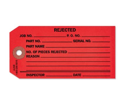 1-Part Inspection Tags - "Rejected", Plain S-928PLAIN