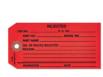 Inspection Tags - "Rejected", Plain S-928PLAIN