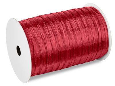 Premium - Pearl Finish Raffia Ribbon --- 1/4in x 100 yards --- Red