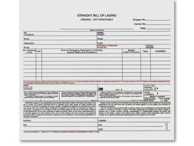 4-Part Bill of Lading - Carbonless, No Numbers, No Print S-9620