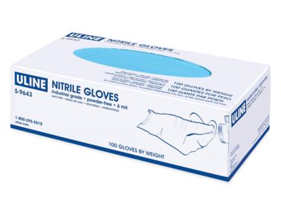 Uline Industrial Nitrile Gloves - Powder-Free, 6 Mil, Large S