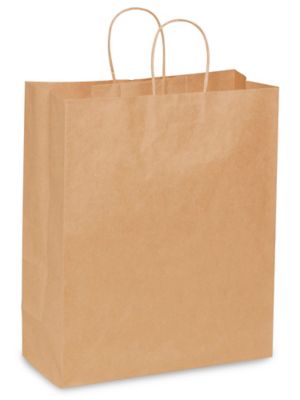 Kraft Paper Shopping Bags - 13 x 6 x 15 3/4, Traveler S-9660 - Uline