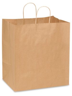 Kraft Paper Shopping Bags - 14 x 10 x 15 1/2, Take Out S-9661 - Uline