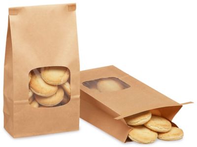 Bakery Bags - Window Front, 4 3/4 x 2 1/2 x 9 1/2", Kraft S-9672