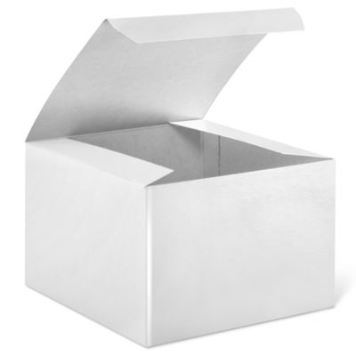 6 1/2 x 6 1/2 x 1 5/8 White Gloss Gift Box