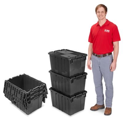 Attached Lid Tote - 22x15x10 Industrial Strength Round Trip Tote. Made in USA.