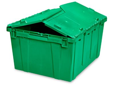 Pallet of 120 Heavy-Duty Plastic Totes w. Attached Lid