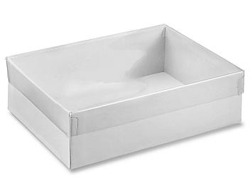 Clear Lid Boxes with White Base - 6 9/16 x 4 13/16 x 2" S-9822