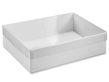 Clear Lid Boxes with White Base - 7 3/8 x 5 3/8 x 2" S-9823