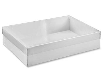 Clear Lid Boxes with White Base - 8 5/8 x 5 5/8 x 2" S-9824