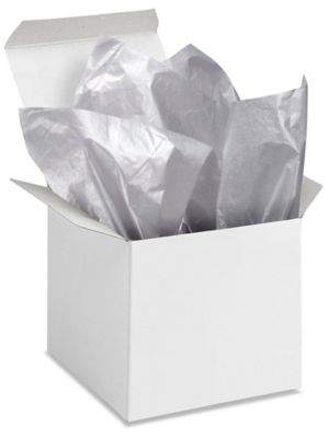 Metallic Silver Dot Tissue & Bags