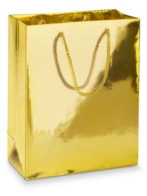  High Gloss Shopping Bags - 8 x 4 x 10", Cub, Metallic
