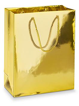 High Gloss Shopping Bags - 8 x 4 x 10", Cub, Metallic Gold S-9862GOLD