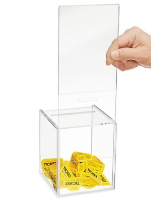 Acrylic Ballot Box with Lock - Clear, 10 x 10 x 10 - ULINE - S-13382