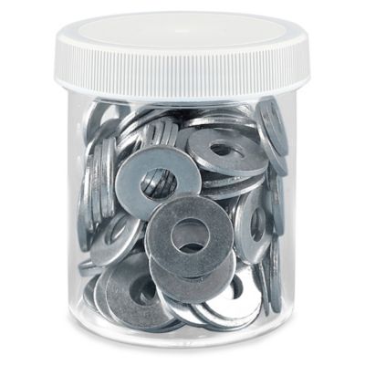 Clear Round Wide-Mouth Plastic Jars - 4 oz, White Cap S-9934
