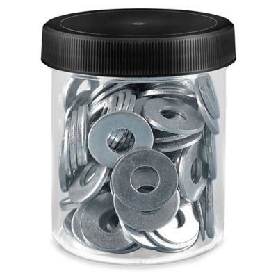 Clear Round Wide-Mouth Plastic Jars Bulk Pack - 4 oz, Black Cap S-9934B-BL