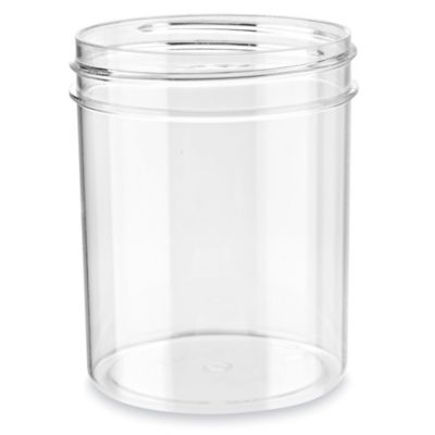 Clear Round Wide-Mouth Plastic Jars - 12 oz, White Cap - ULINE - Case of 36 - S-12754