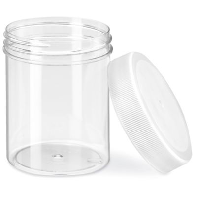 Plastic Containers with Lids - 4 oz. Clear Round Wide-Mouth Jars - ULINE - Case of 36 - S-9934