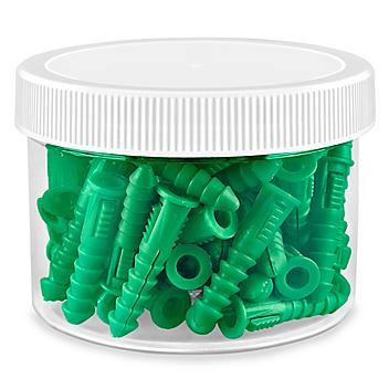 Clear Round Wide-Mouth Plastic Jars Bulk Pack - 8 oz, White Cap S-9935B-W