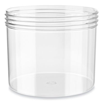 Clear Round Wide-Mouth Plastic Jars Bulk Pack - 10 oz, Jars Only S-17035B- JAR - Uline